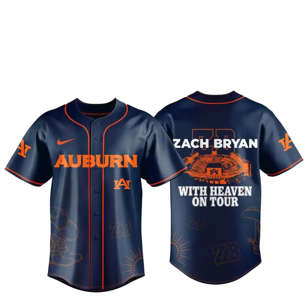 Auburn Tigers x Zach Bryan With Heaven On Tour Baseball Jersey Image
