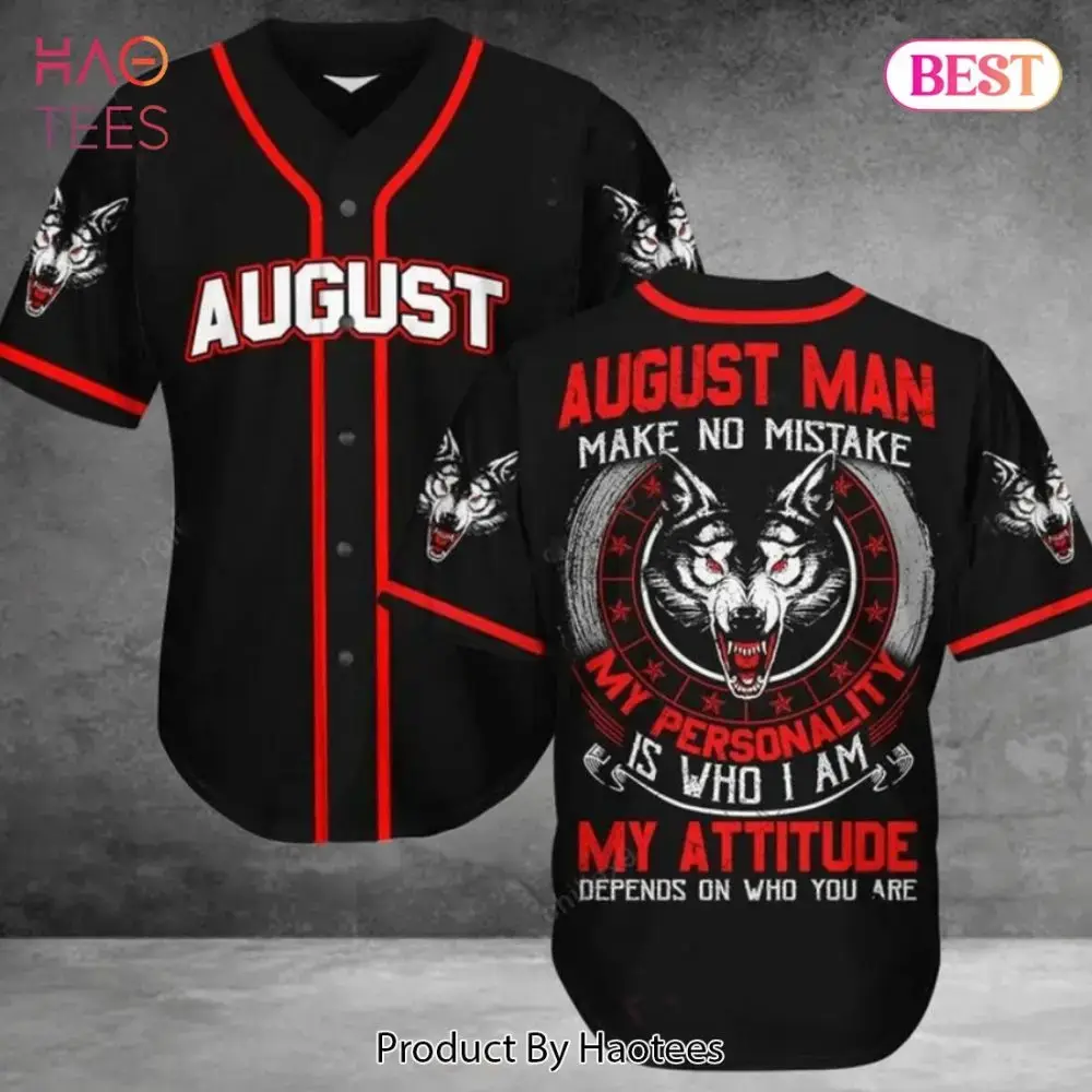 August Man Wolf Baseball Jersey - Bold Attitude & Personality Graphic Tee Image