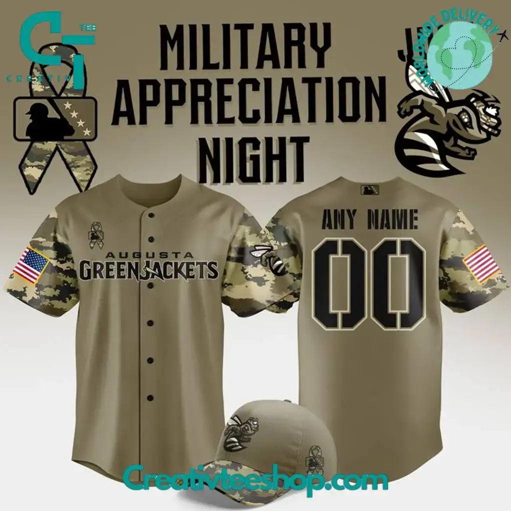 Augusta Greenjackets Military Appreciation Night 2025 Camo Baseball Jersey Image