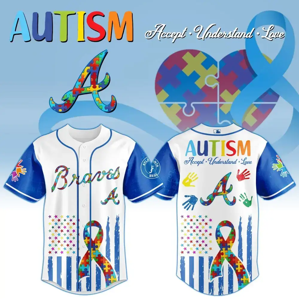 Autism Awareness Baseball Jersey – Colorful Puzzle Design, Accept & Love Message Image