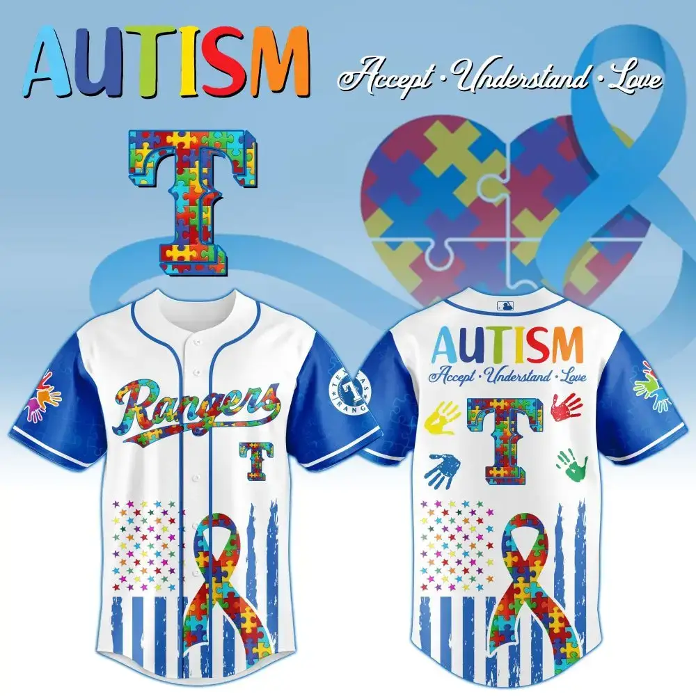 Autism Awareness Baseball Jersey – Colorful Puzzle Design, Celebrate Acceptance & Understanding Image