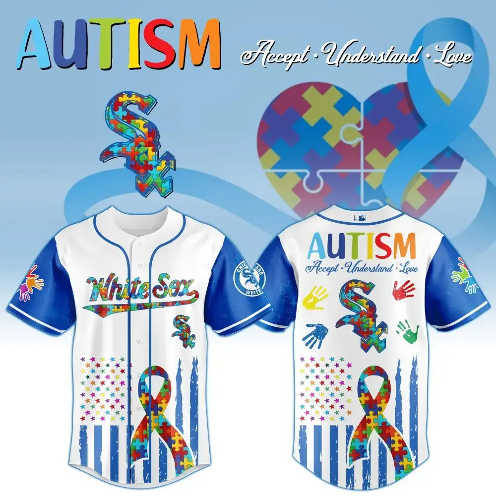 Autism Awareness Baseball Jersey - Colorful Puzzle Design, Support & Style Image