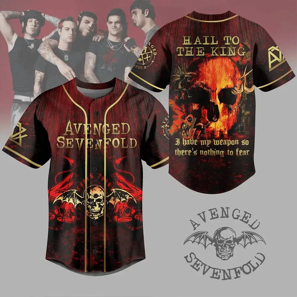 Avenged Sevenfold Hail To The King Baseball Jersey Avenged Sevenfold Merch Gifts For Band Fans Image