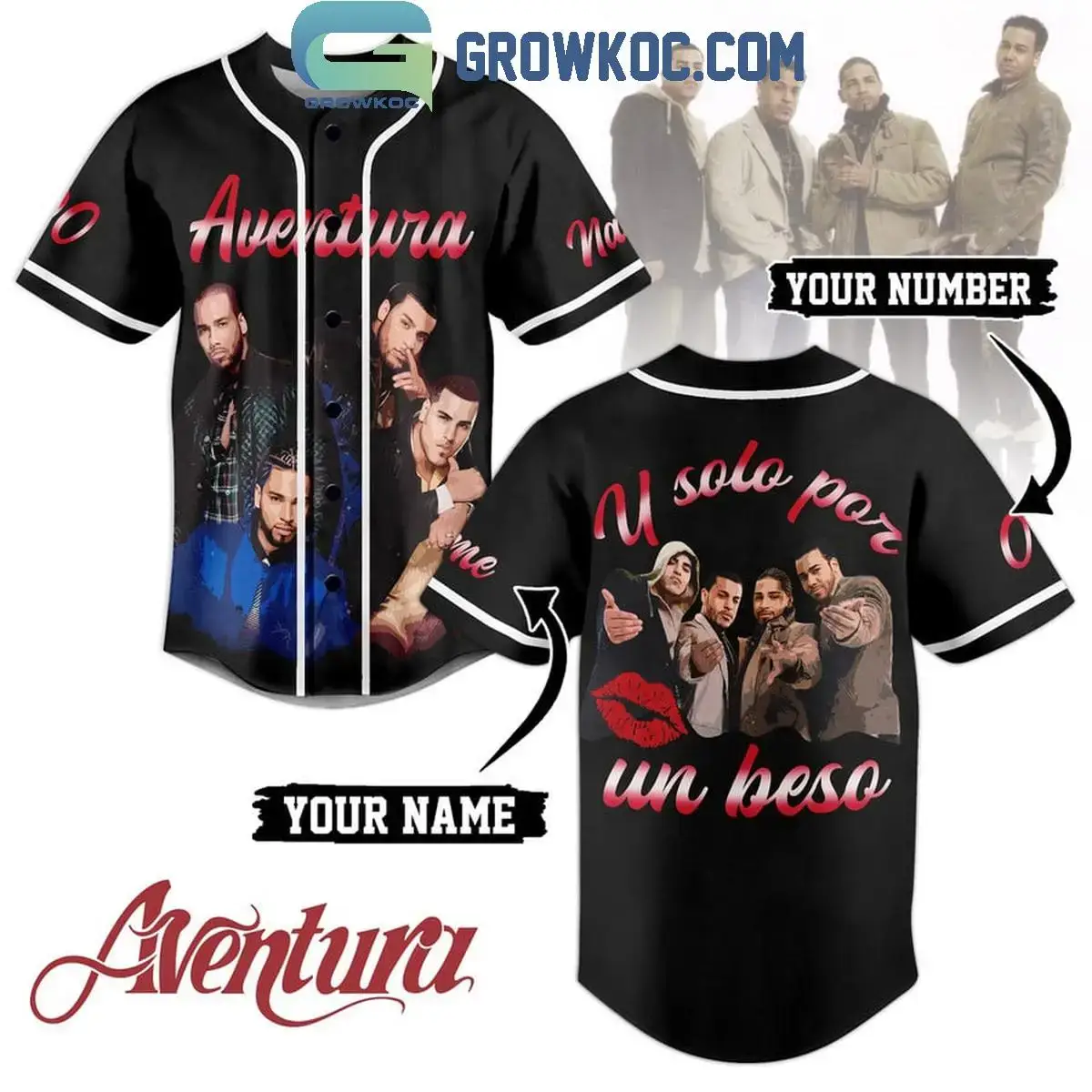 Aventura U Solo Por Un Beso Personalized Baseball Jersey Image