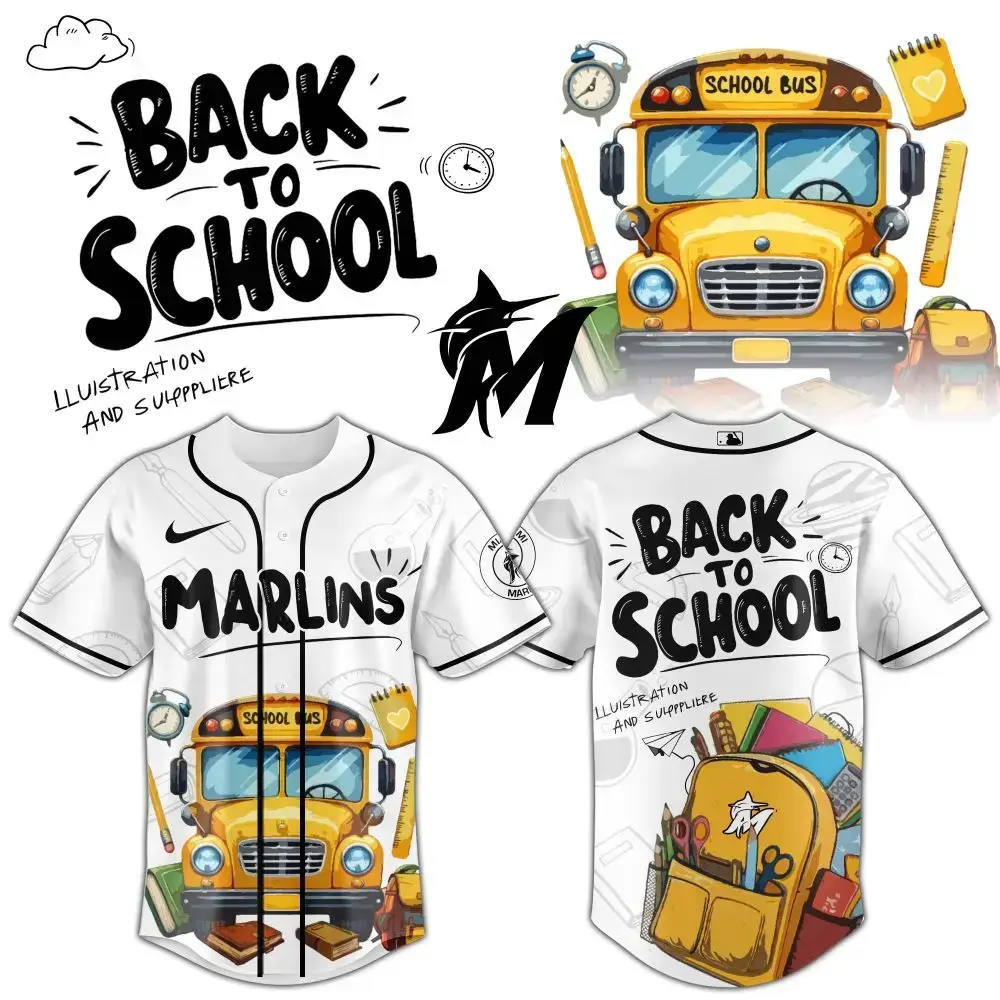 Back To School Baseball Jersey – Fun School Bus Design – Perfect For Students & Fans! Image