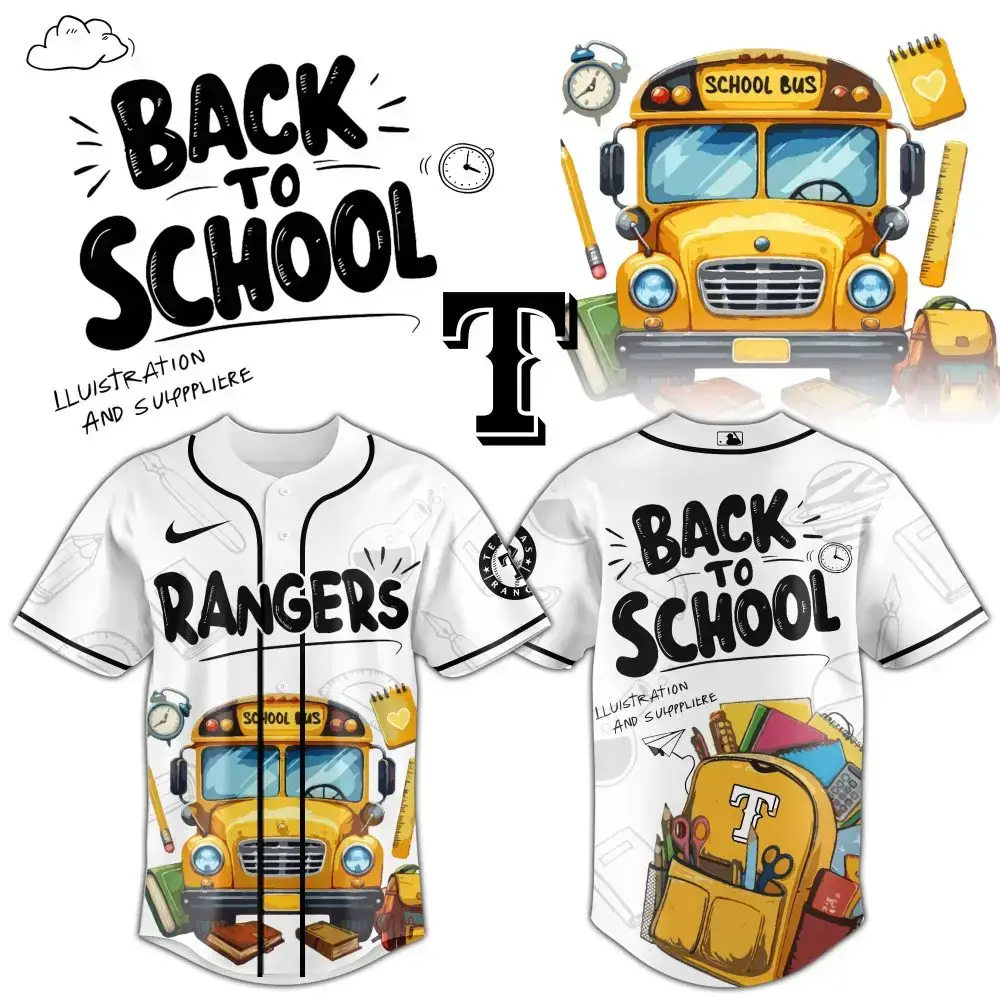 Back To School Baseball Jersey - Fun School Bus Design For Kids & Teens - Perfect Gift! Image