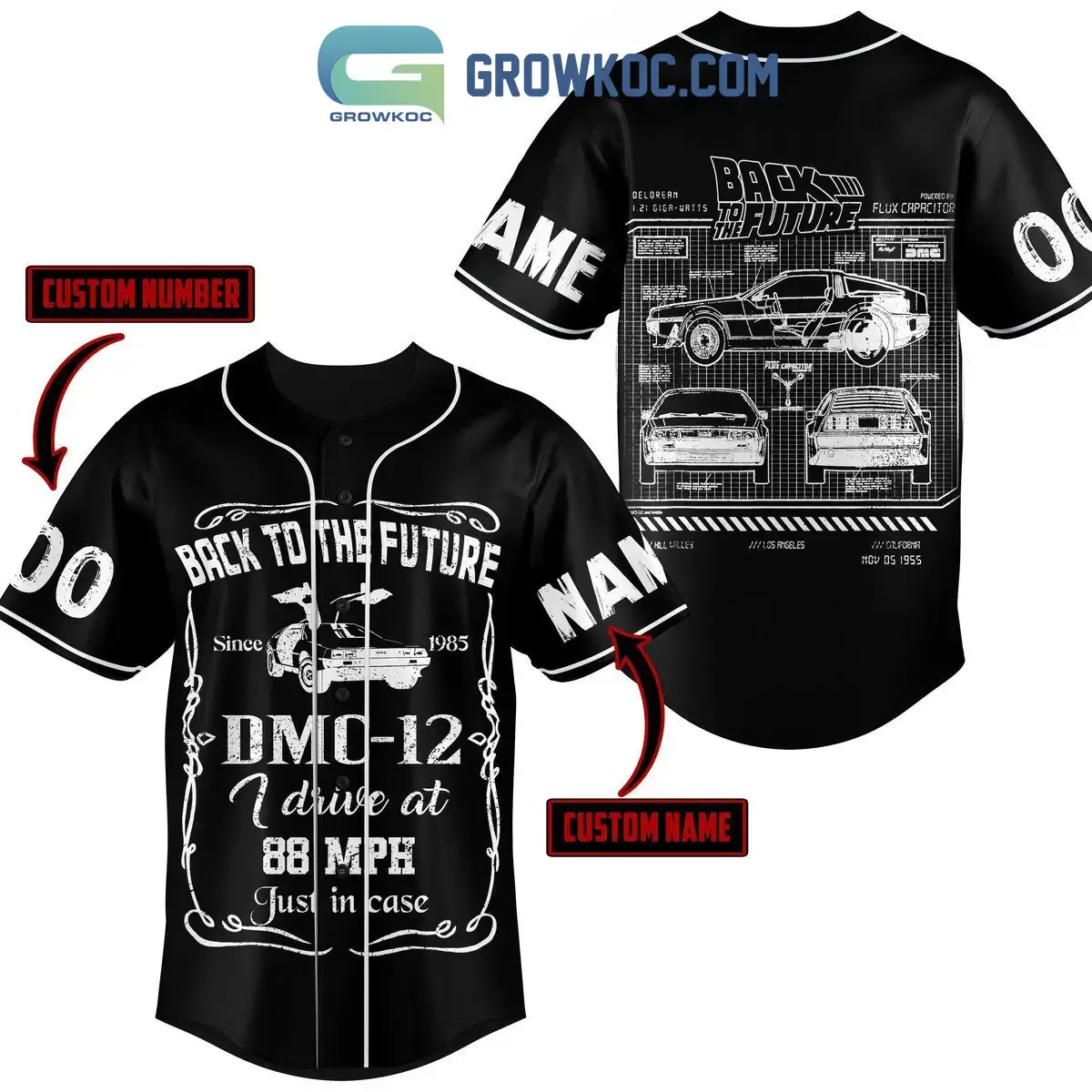 Back To The Future DMO 12 I Drive At 88 MPH Personalized Baseball Jersey Image