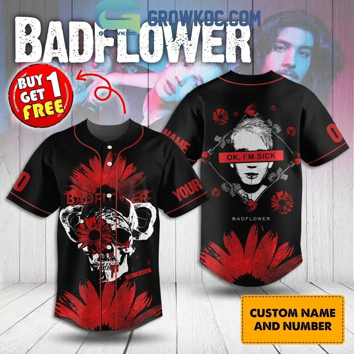 Badflower Oh I'm Sick Personalized Baseball Jersey Image