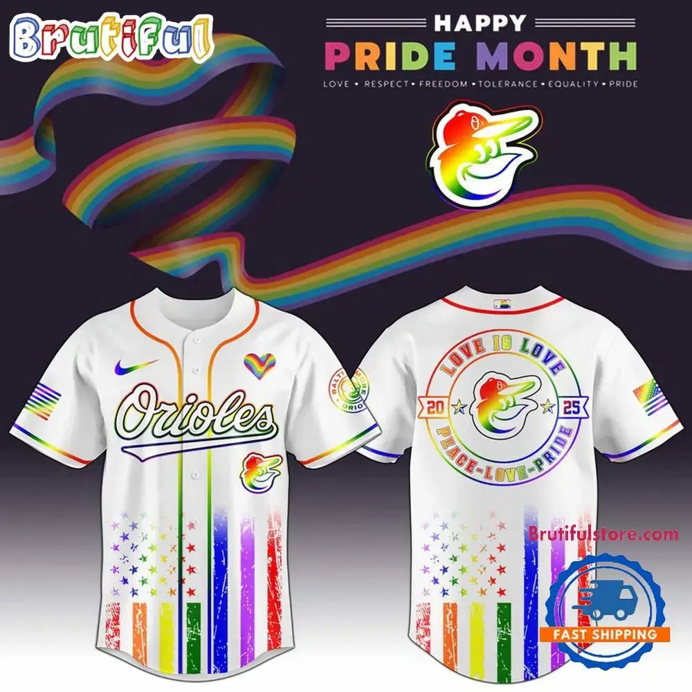 Baltimore Orioles 2025 Happy Pride Month Limited Edition Baseball Jersey Image
