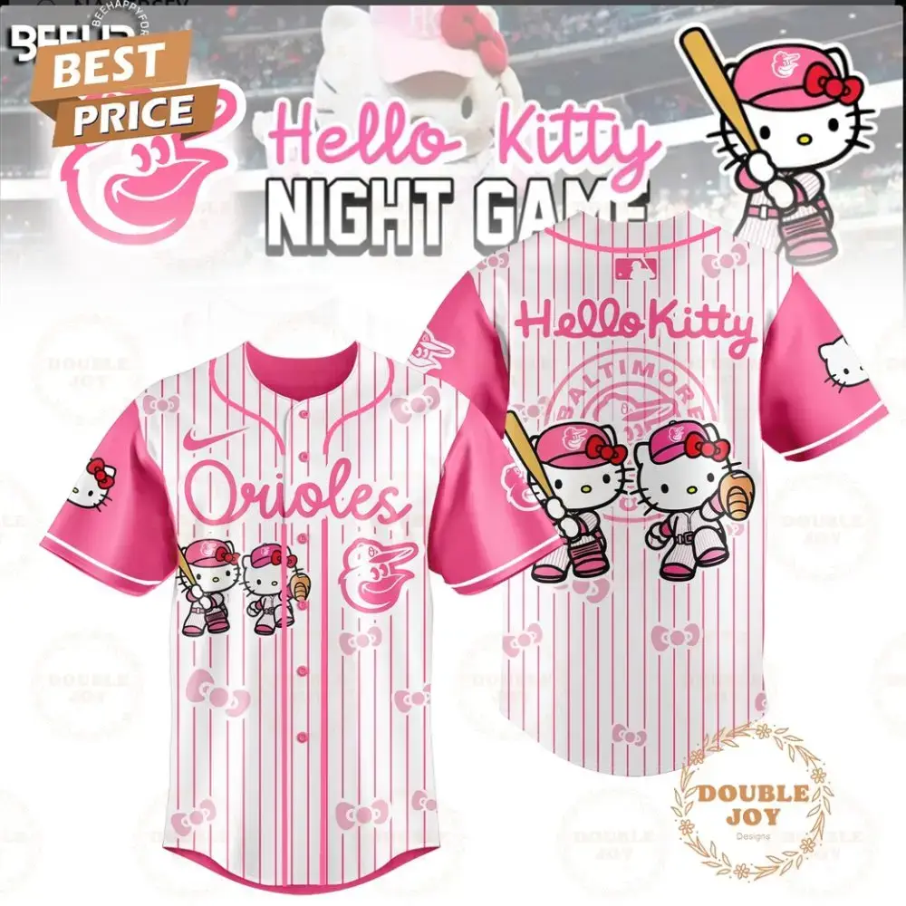 Baltimore Orioles 2025 Hello Kitty Night Game Limited Edition Baseball Jersey Image
