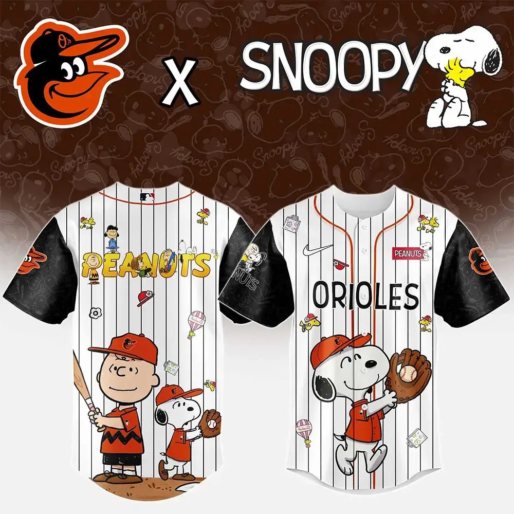 Baltimore Orioles "75th Anniversary of Peanuts" Snoopy Jersey Gifts For Baseball Fans Image