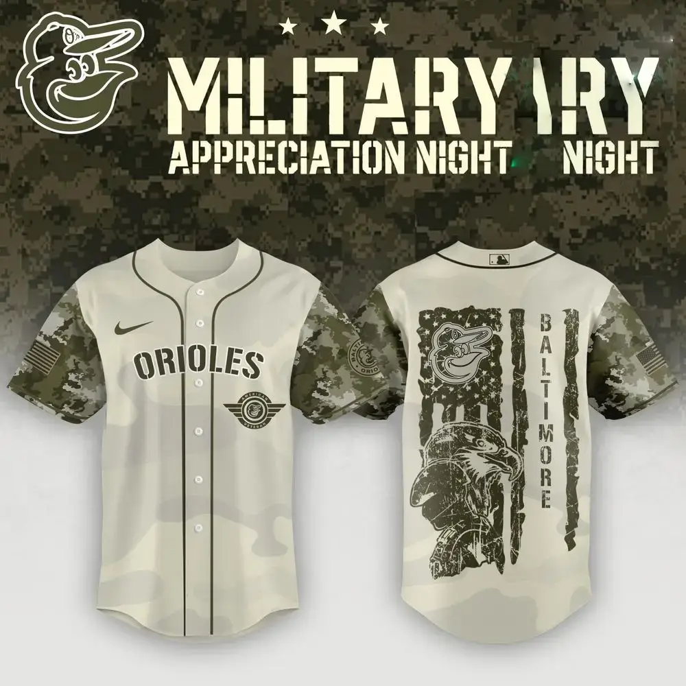 Baltimore Orioles Armed Forces Day Night Baseball Jersey 2025 Cool Baseball Gifts Image