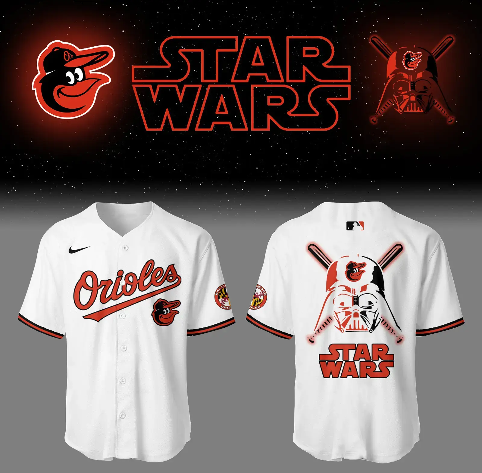 Baltimore Orioles Baseball 2025 "Orioles X Star Wars" White Jersey Gifts For Baseball Fans Image