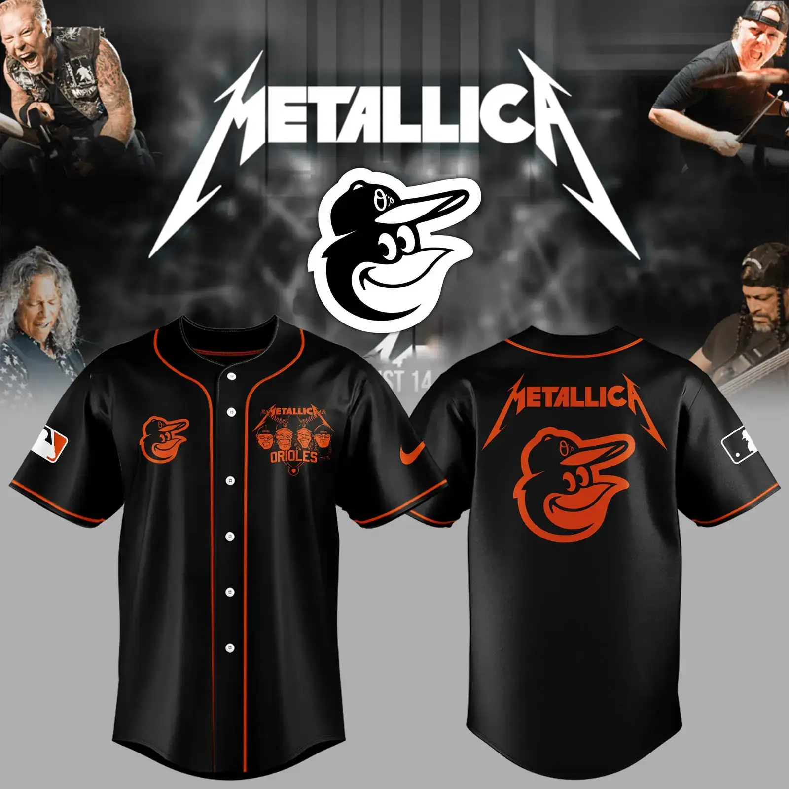 Baltimore Orioles Baseball Metallica Night Black Jersey Gift For Baseball Lover Image
