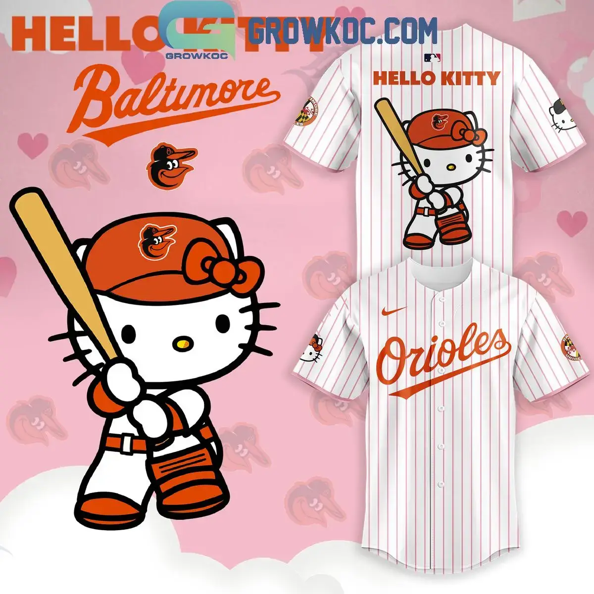 Baltimore Orioles Celebrating Hello Kitty 2024 Baseball Jersey Image