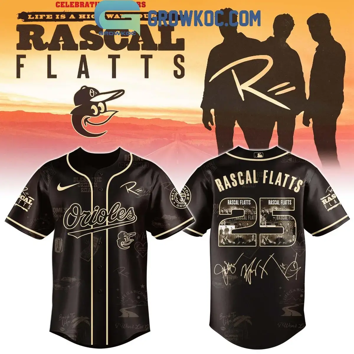 Baltimore Orioles Celebrating Rascal Flatts 25 Years Tour Jersey Image