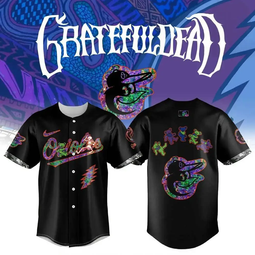 Baltimore Orioles Grateful Dead Night Black City Connect Baseball Jersey Fans Gifts Image