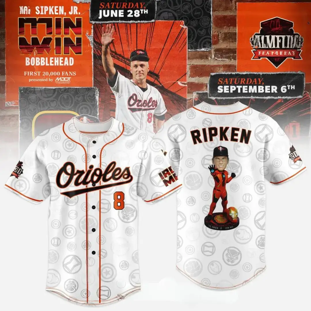 Baltimore Orioles Honoring Cal Ripken Jr Iron Man Baseball Jersey Cool Baseball Gifts Image