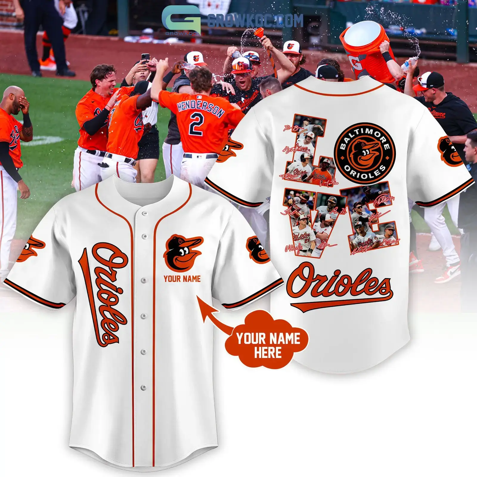 Baltimore Orioles Love Team Personalized Baseball Jersey Image