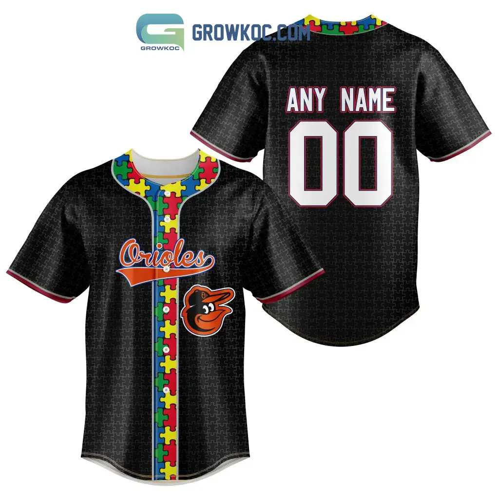 Baltimore Orioles MLB Fearless Against Autism Personalized Baseball Jersey Image