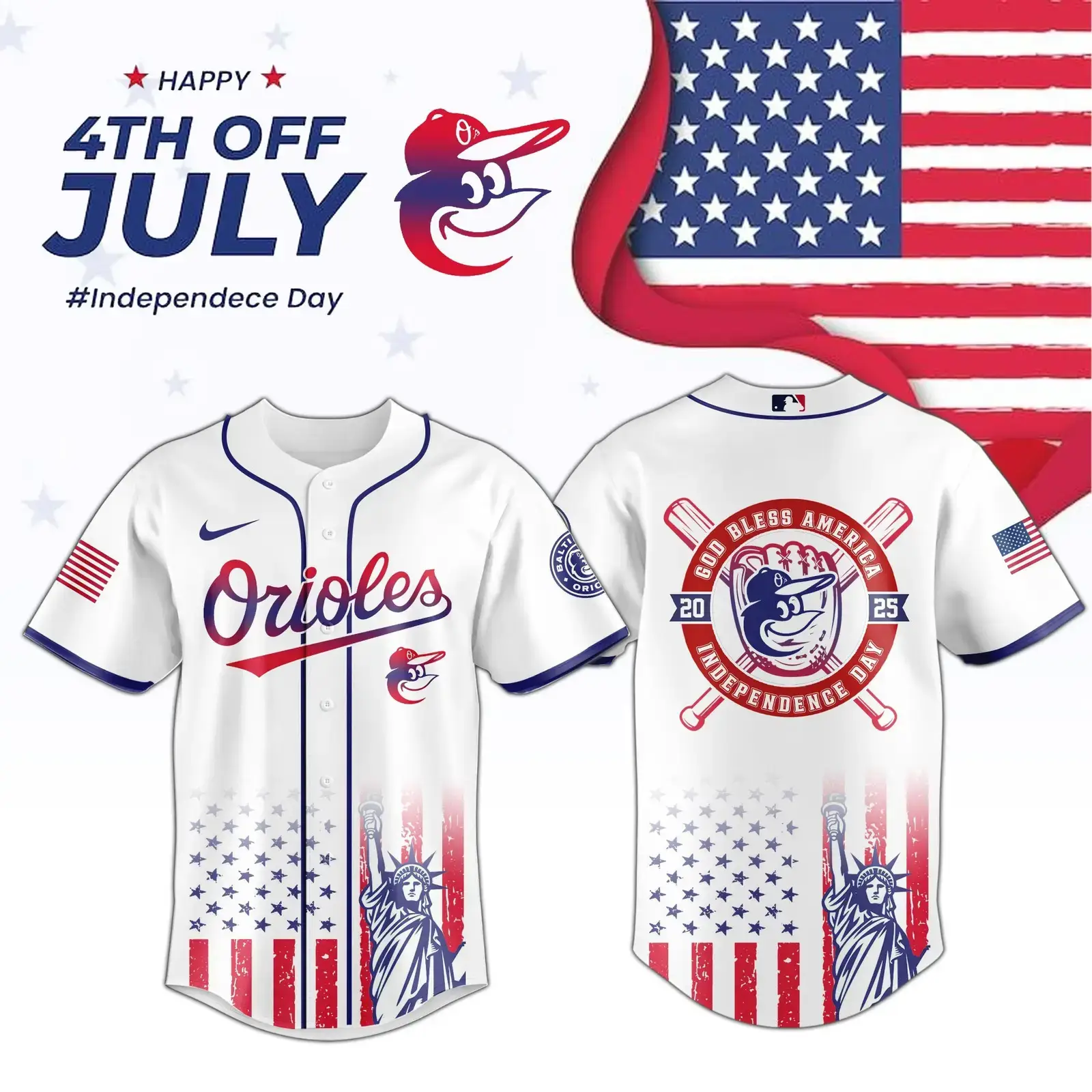 Baltimore Orioles Special Independence Day 2025 Edition Jersey Baltimore Orioles Merch Image