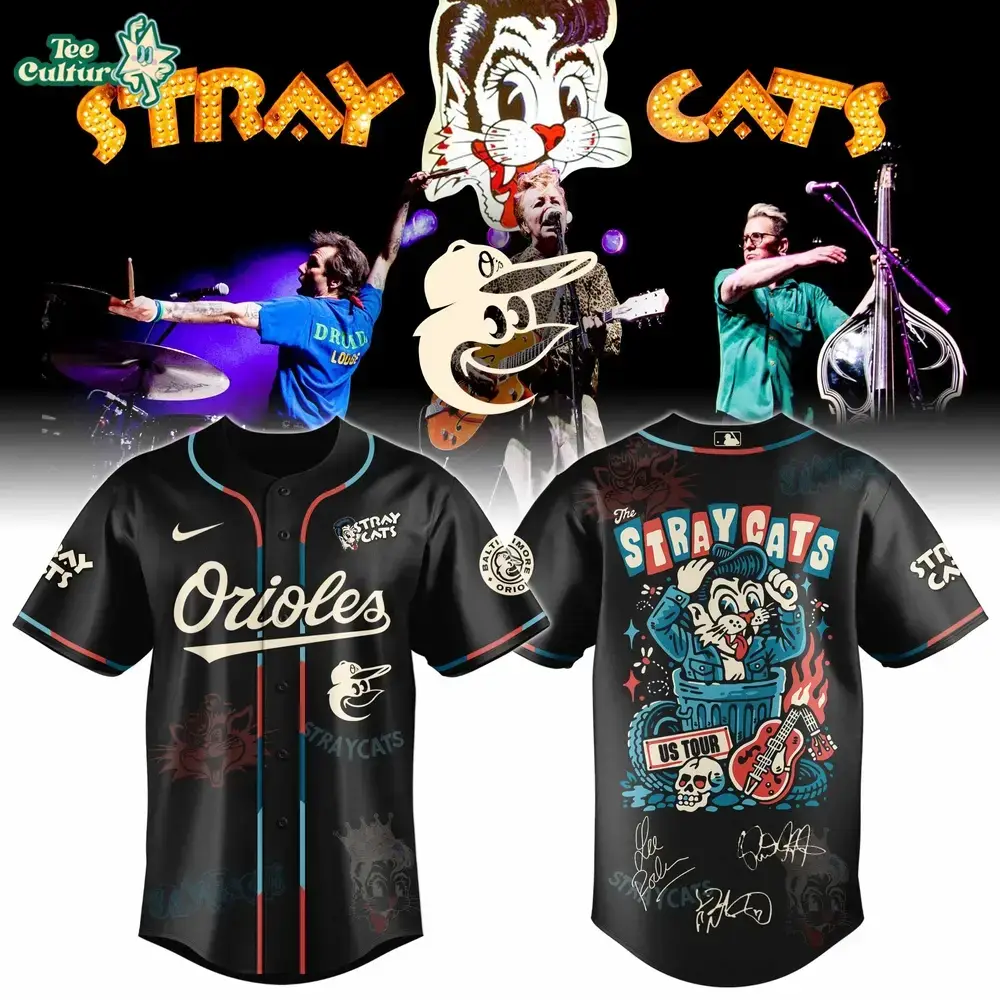 Baltimore Orioles Stray Cats 2026 US Tour Inspired Baseball Jersey Image