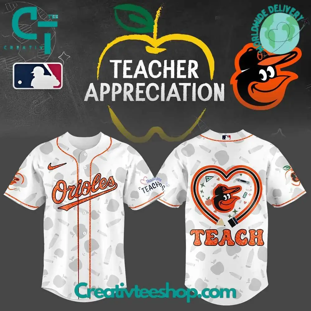Baltimore Orioles Teacher Appreciation Special White Baseball Jersey Image