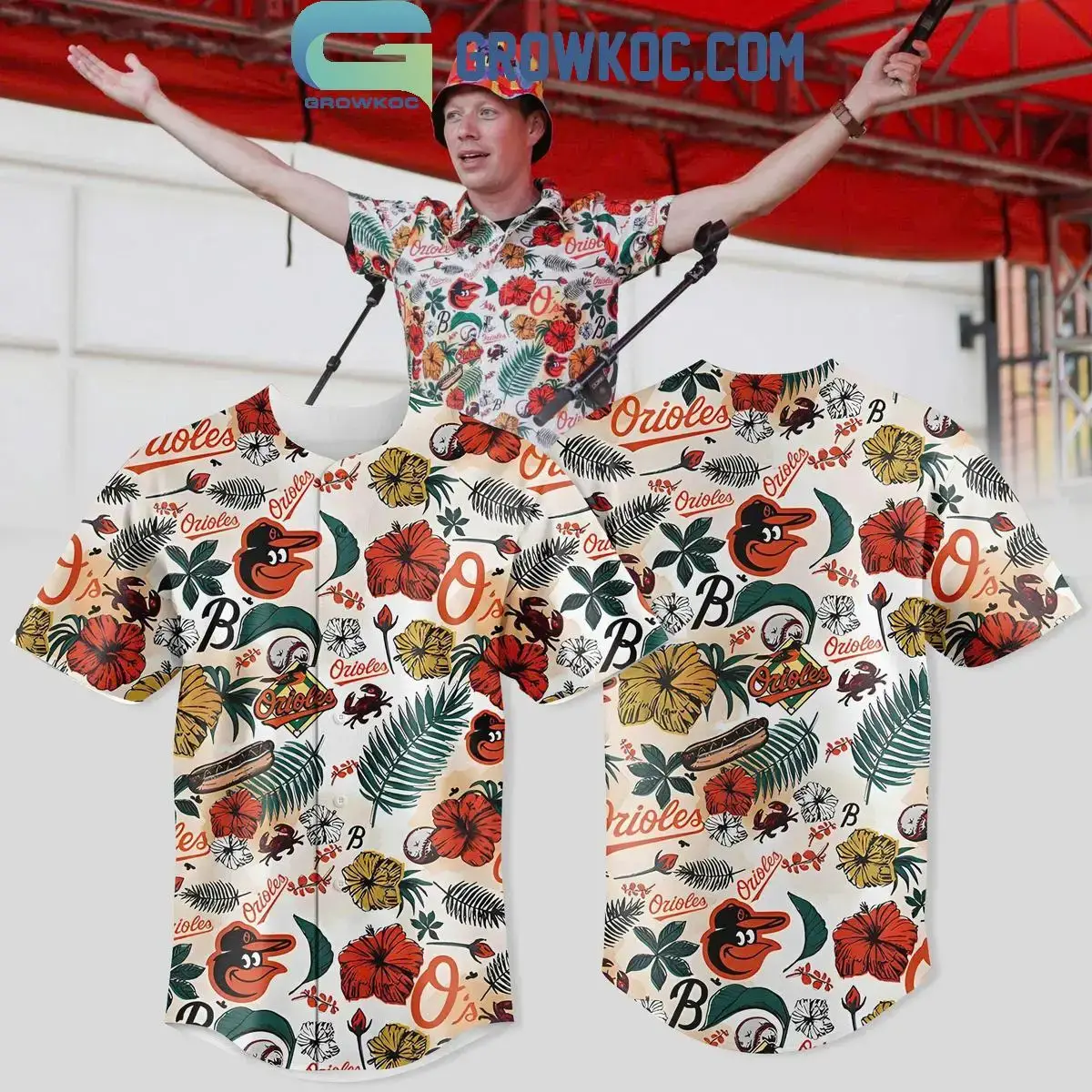 Baltimore Orioles Tropical Flower Jersey Image
