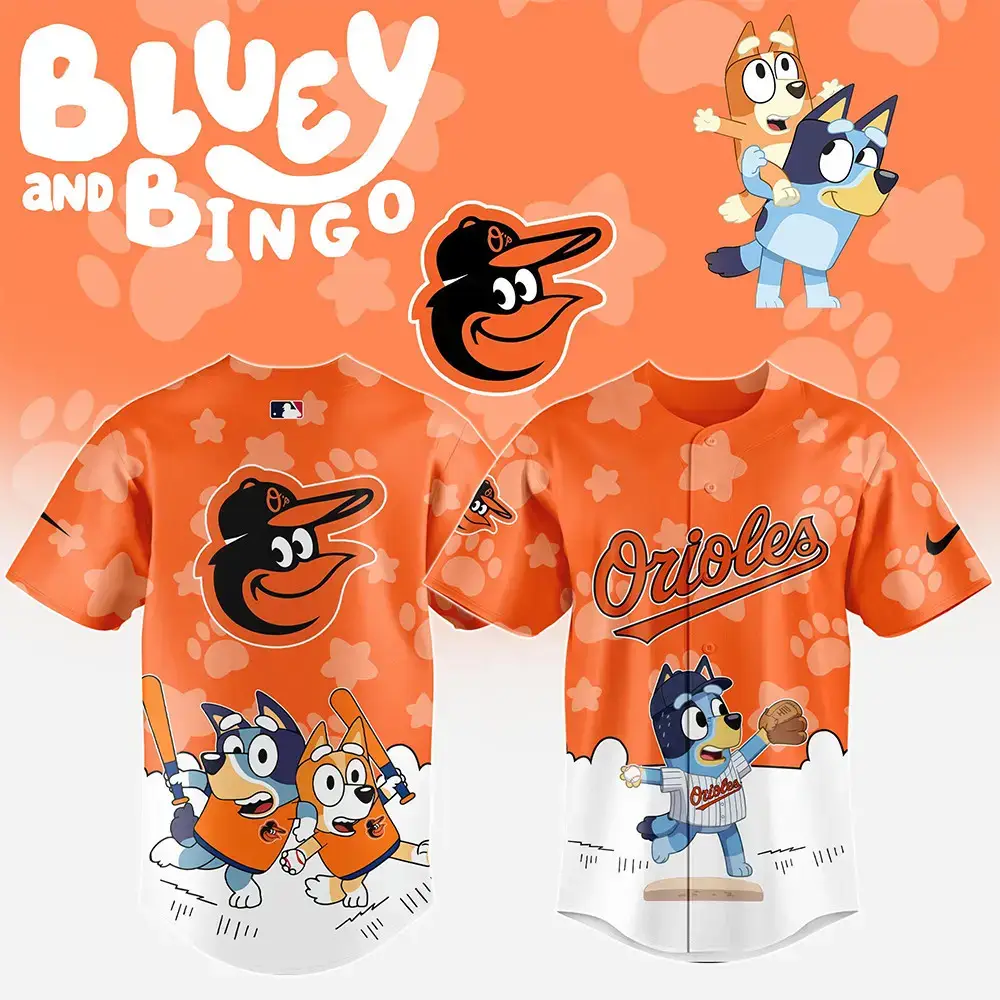 Baltimore Orioles x Bluey and Bingo Night Jersey Gifts For Baseball Lovers Image