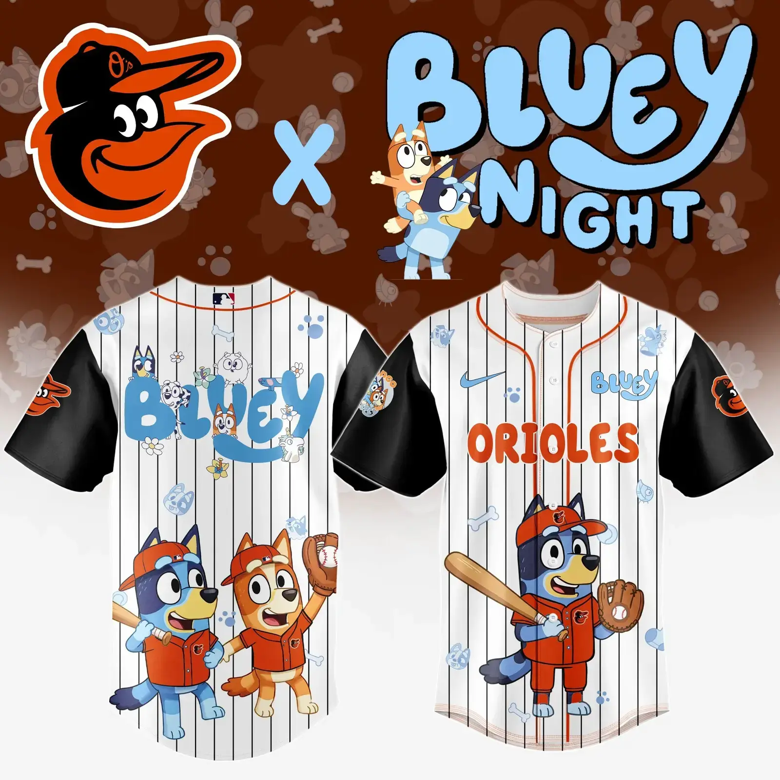 Baltimore Orioles x Bluey Bingo Jersey Baseball Fan Merch Gifts For Bluey Loves Image