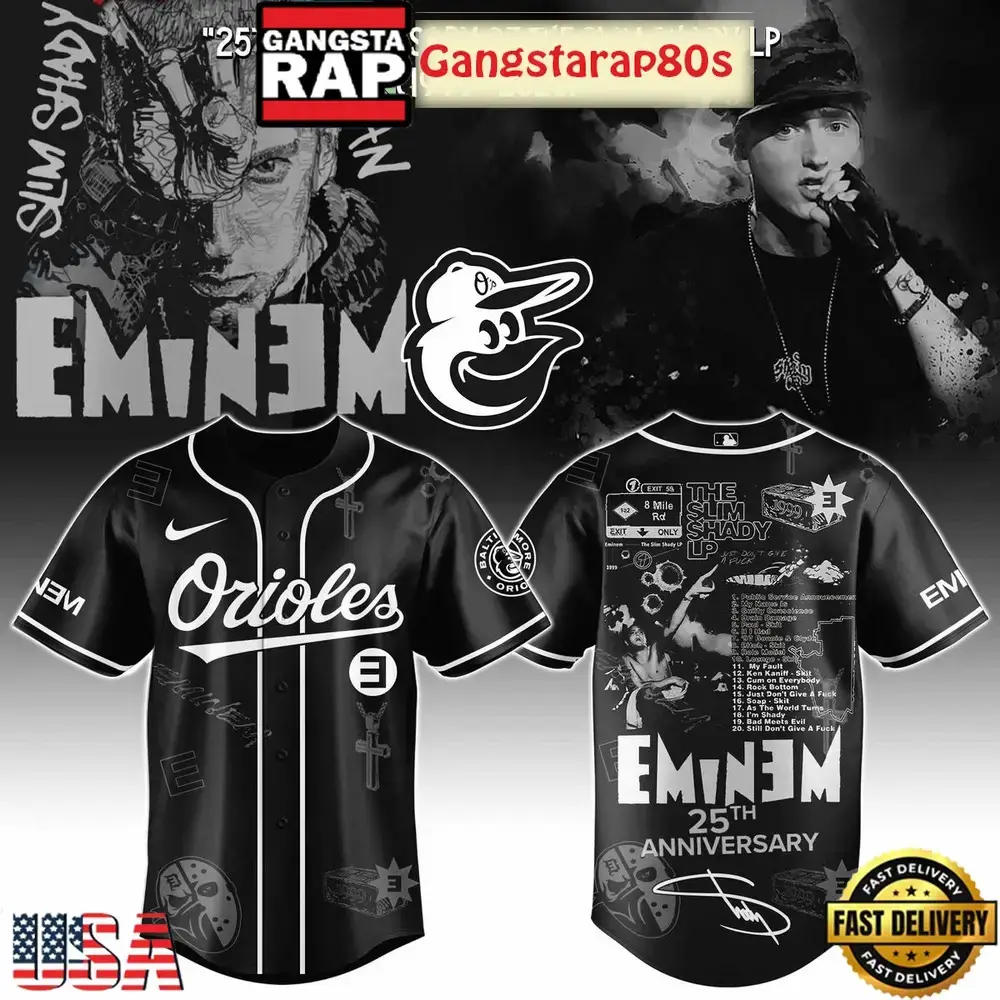 Baltimore Orioles x Eminem 25th Anniversary Of The Slim Shady LP 2025 Baseball Jersey Image