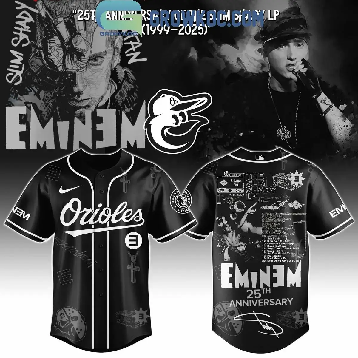 Baltimore Orioles x Eminem 25th Anniversary Of The Slim Shady LP 2025 Jersey Image
