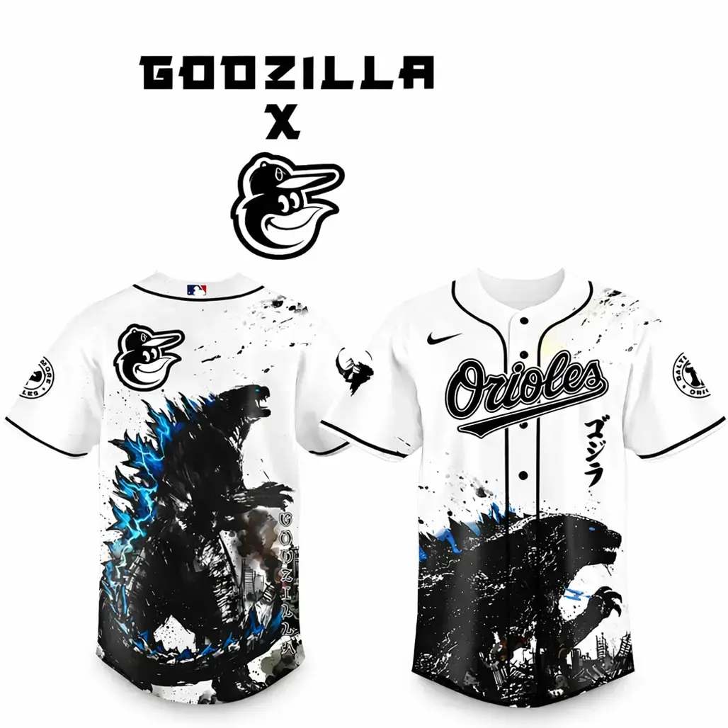 Baltimore Orioles x Godzilla Monster Baseball Jersey Image