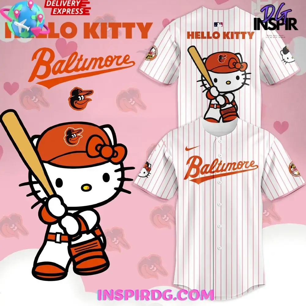 Baltimore Orioles X Hello Kitty 2024 Stripe Baseball Jersey Image