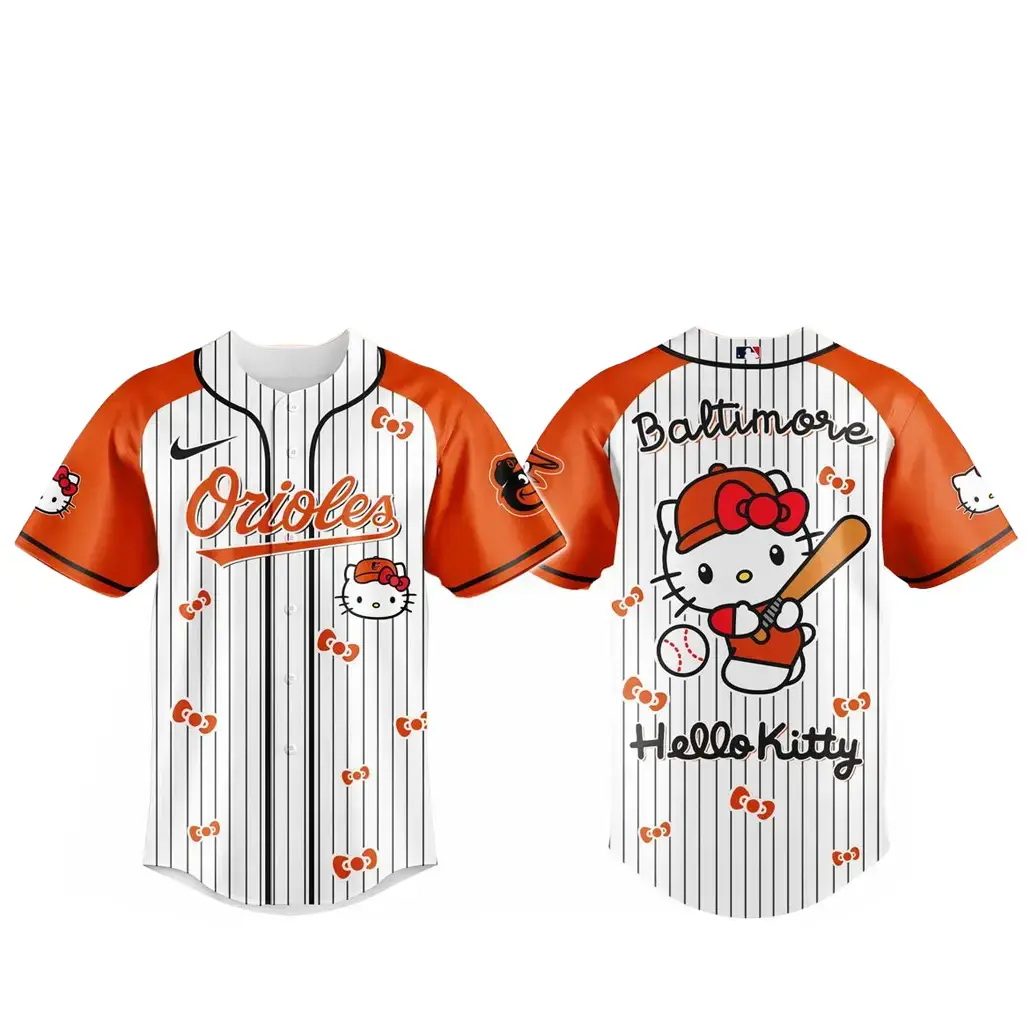 Baltimore Orioles x Hello Kitty 2026 And Sanrio World Baseball Jersey Image