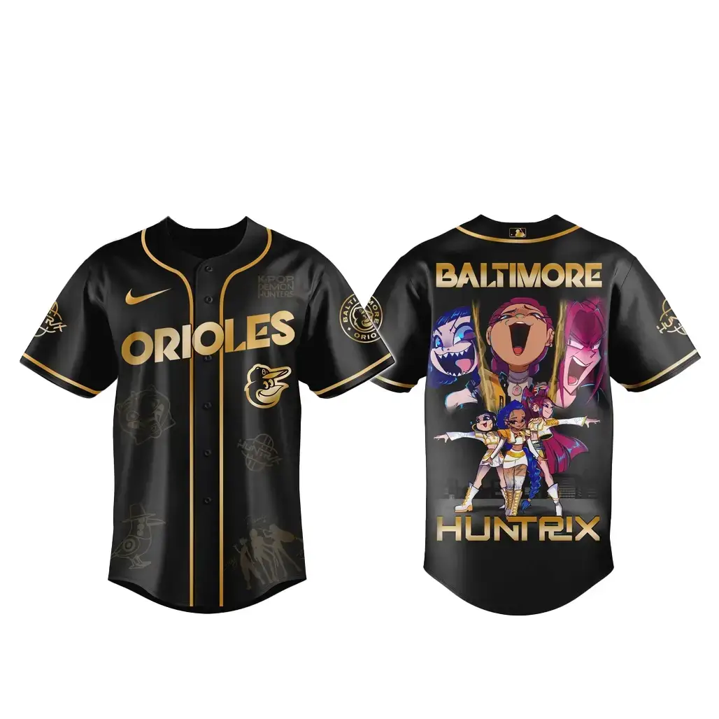 Baltimore Orioles x Kpop Demon Hunter 2026 Golden Baseball Jersey Image