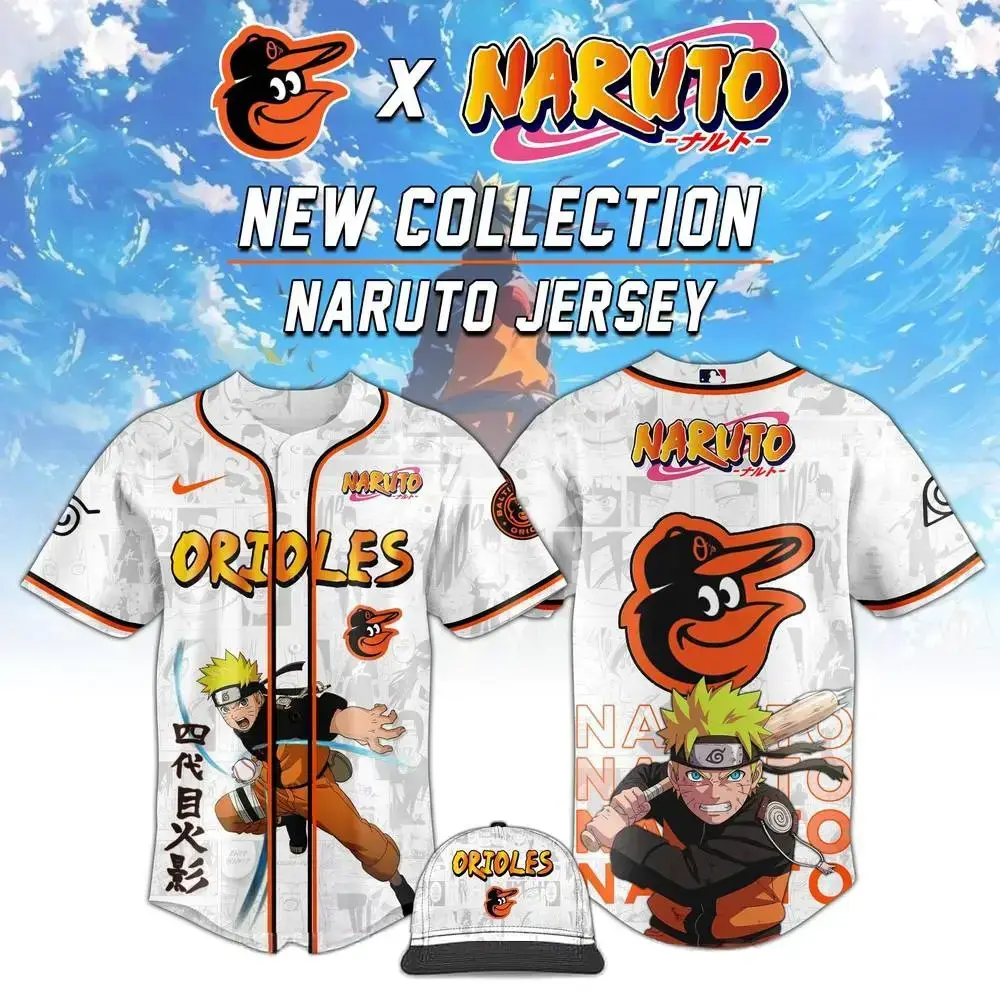 Baltimore Orioles x Naruto Baseball Jersey Best Gifts For Baseball Lovers Image