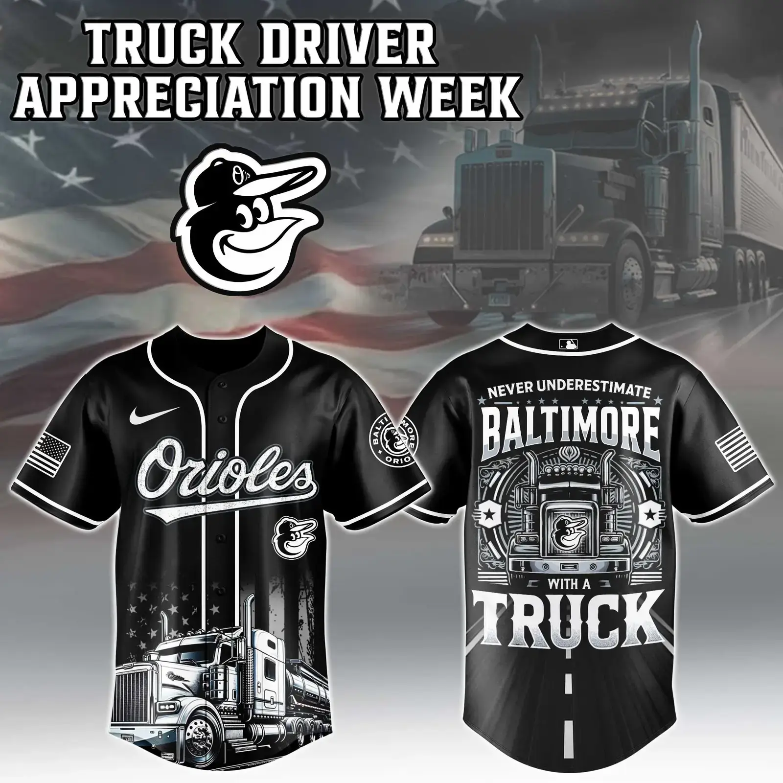 Baltimore Orioles X Nation Truck Driver Appreciation Week Edition Jersey 2025 Image