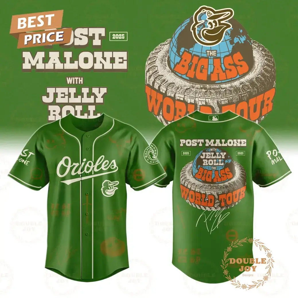 Baltimore Orioles x Post Malone With Jelly Roll The The BIG ASS World Tour 2025 Baseball Jersey Image