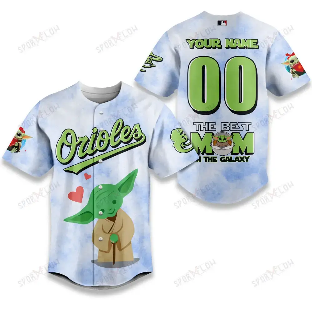 Baltimore Orioles X Star Wars Yoda Best Mom Custom Baseball Jersey Image