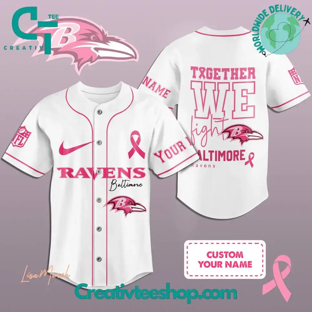 Baltimore Ravens Breast Cancer Together We Fight Baseball Jersey Image