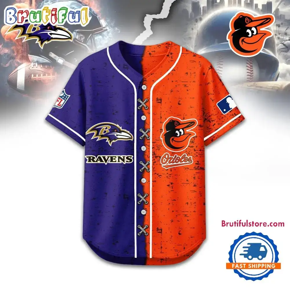 Baltimore Ravens Mix Baltimore Orioles Sporty New Design Baseball Jersey Image