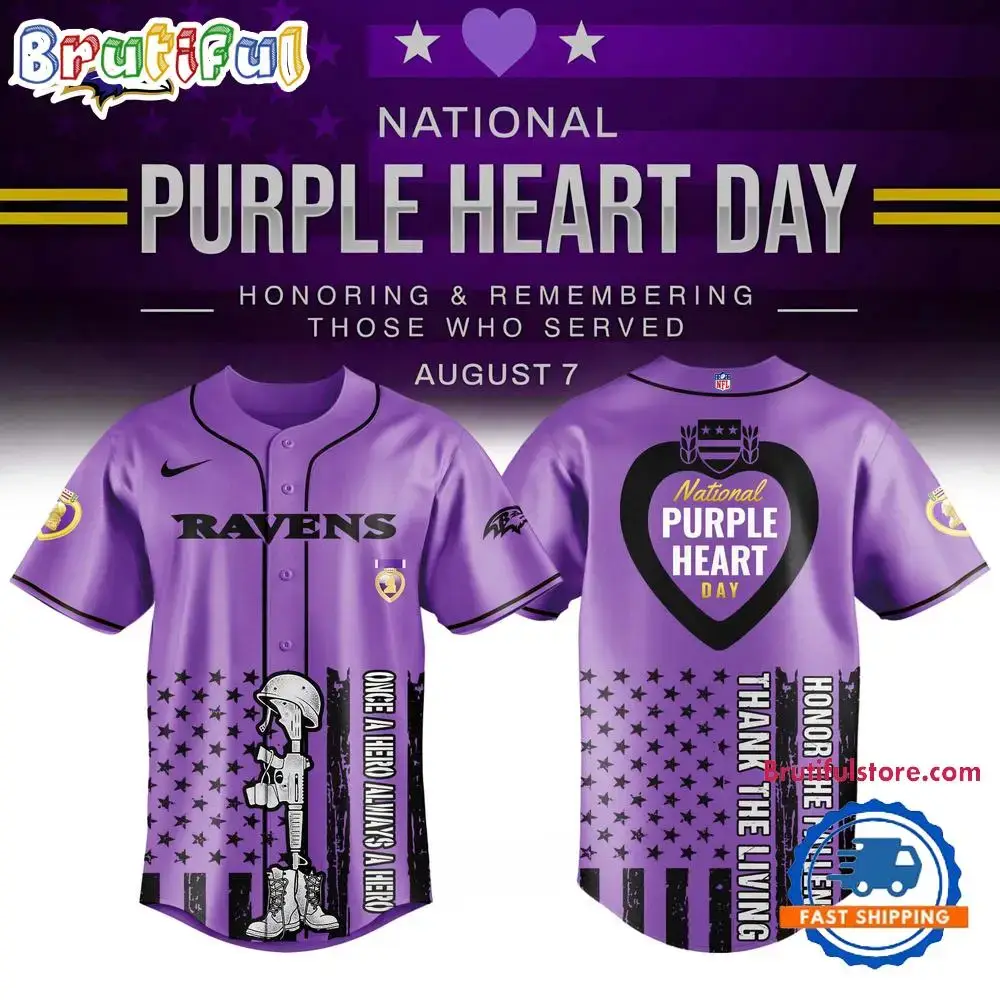 Baltimore Ravens Purple Heart Day Limited Edition Baseball Jersey Image