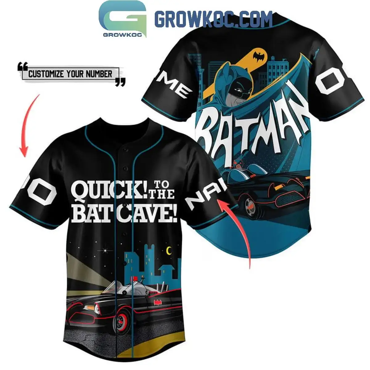 Batman Quick To The Bat Cave Personalized Baseball Jersey Image