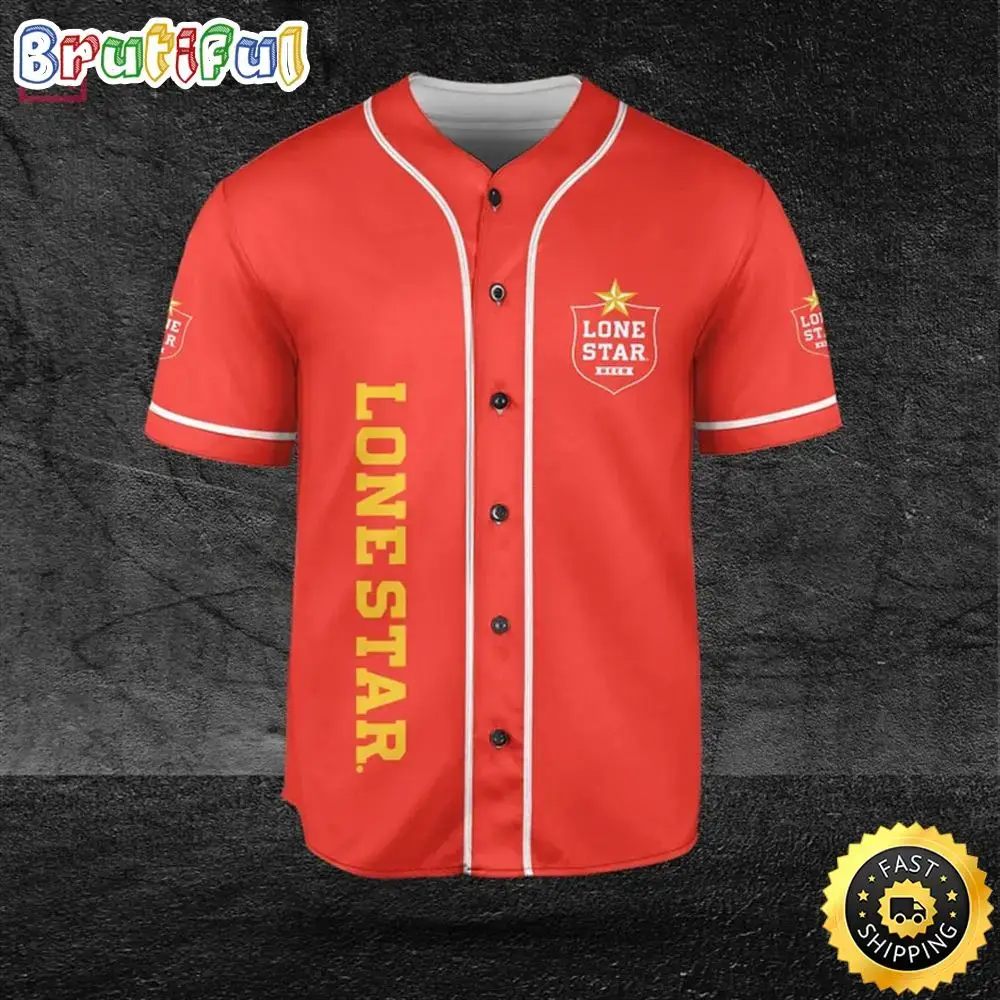 Beer Lovers Lone Star Red Baseball Jersey Image