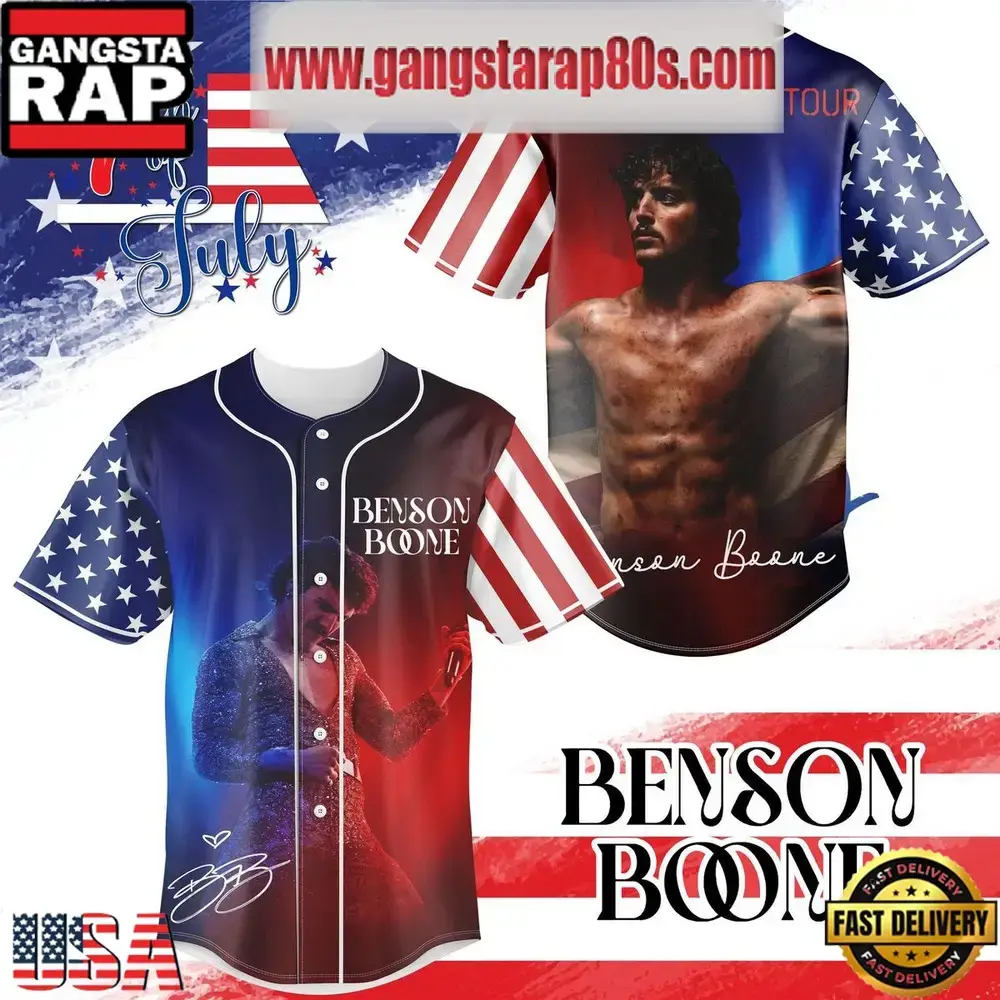 Benson Boone American Heart Tour 4th Of July Baseball Jersey Shirt Image