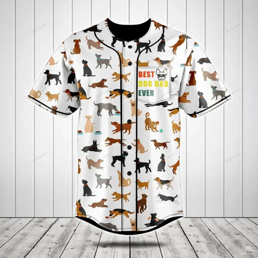 Best Dog Dad Ever Baseball Jersey - Cute Dog Print Shirt For Pet Lovers Image