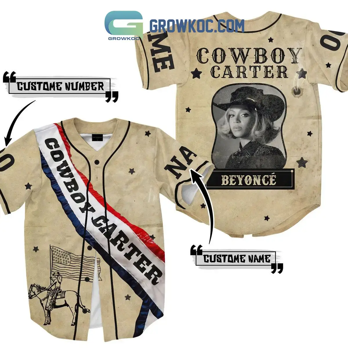 Beyonce Cowboy Carter Queen Bey Personalized Baseball Jersey Image