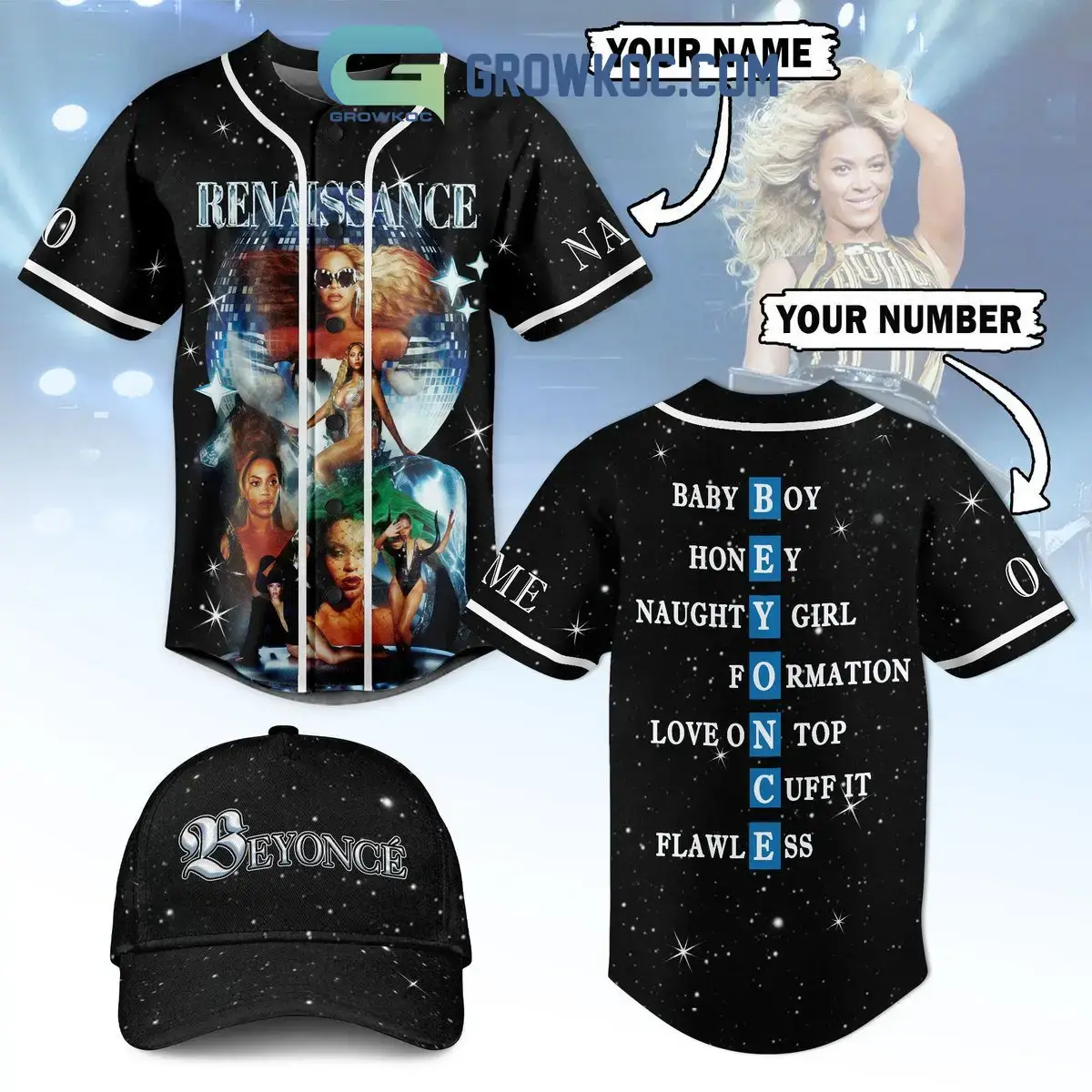 Beyonce Renaissance Personalized Baseball Jersey Image