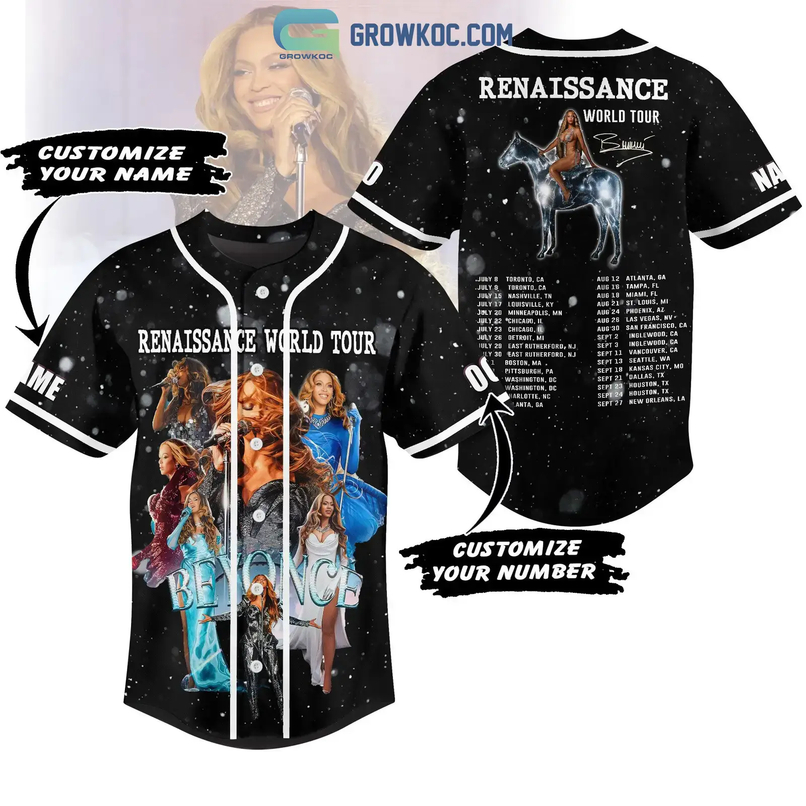Beyonce Renaissance World Tour Personalized Baseball Jersey Image